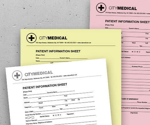 City Medical three-part Patient information sheet carbonless forms